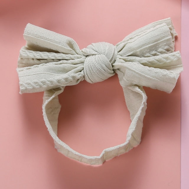 1pcs Cable Knit Nylon Bow Headwrap, One size fits all nylon headbands, wide nylon headbands, baby headbands, Knot bow headwear
