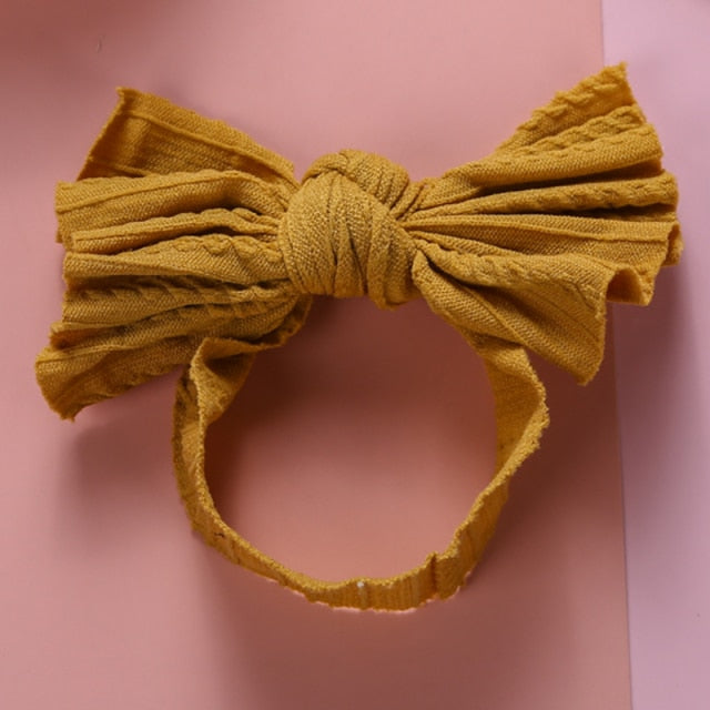 1pcs Cable Knit Nylon Bow Headwrap, One size fits all nylon headbands, wide nylon headbands, baby headbands, Knot bow headwear