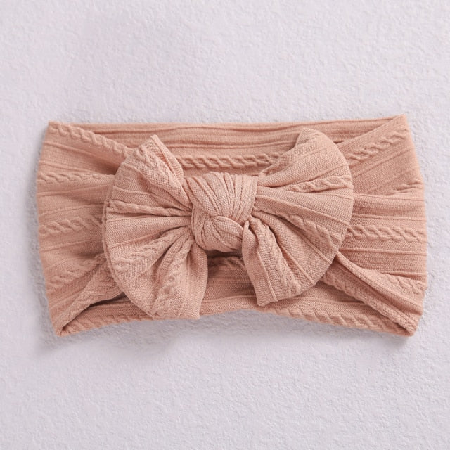 1pcs Cable Knit Nylon Bow Headwrap, One size fits all nylon headbands, wide nylon headbands, baby headbands, Knot bow headwear