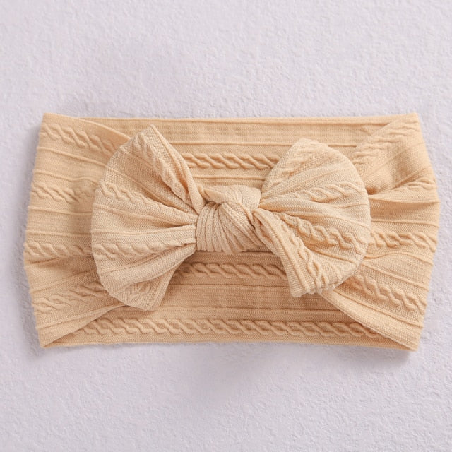 1pcs Cable Knit Nylon Bow Headwrap, One size fits all nylon headbands, wide nylon headbands, baby headbands, Knot bow headwear