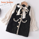 Bear Leader Girls Princess Patchwork Dress 2021 New Fashion Party Costumes Kids Bowtie Casual Outfits Baby Lovely Suits for 2 7Y
