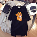 Summer T-Shirt Dress Women Cartoon Print Robe Femme Simba The Lion King Casual Short Sleeve White Tee Dresses Vestidos