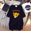 Summer T-Shirt Dress Women Cartoon Print Robe Femme Simba The Lion King Casual Short Sleeve White Tee Dresses Vestidos