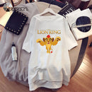Summer T-Shirt Dress Women Cartoon Print Robe Femme Simba The Lion King Casual Short Sleeve White Tee Dresses Vestidos