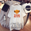 Summer T-Shirt Dress Women Cartoon Print Robe Femme Simba The Lion King Casual Short Sleeve White Tee Dresses Vestidos