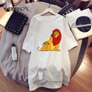 Summer T-Shirt Dress Women Cartoon Print Robe Femme Simba The Lion King Casual Short Sleeve White Tee Dresses Vestidos