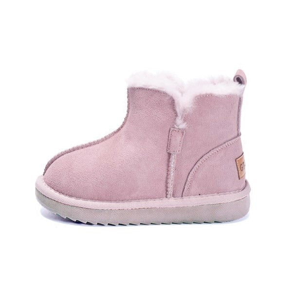 2021 New Winter Children Snow Boots Genuine Leather Wool Girls Boots Plush Boy Warm Shoes Fashion Kids Boots Baby Toddler Shoes