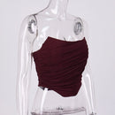 Cryptographic Sleeveless Fashion Strapless Bustier Corset Crop Tops Female Mesh Backless White Women Tops Zipper Summer 2021