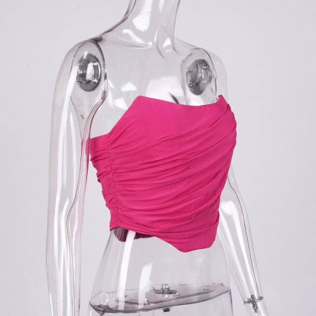 Cryptographic Sleeveless Fashion Strapless Bustier Corset Crop Tops Female Mesh Backless White Women Tops Zipper Summer 2021