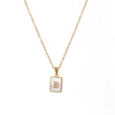 2021 Trend 18K Golden Chain Necklaces Male Square Natural Shell Initial Letters Pendant Stainless Steel Jewelry for Women Gifts