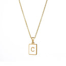 2021 Trend 18K Golden Chain Necklaces Male Square Natural Shell Initial Letters Pendant Stainless Steel Jewelry for Women Gifts