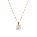 2021 Trend 18K Golden Chain Necklaces Male Square Natural Shell Initial Letters Pendant Stainless Steel Jewelry for Women Gifts