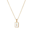2021 Trend 18K Golden Chain Necklaces Male Square Natural Shell Initial Letters Pendant Stainless Steel Jewelry for Women Gifts