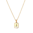 2021 Trend 18K Golden Chain Necklaces Male Square Natural Shell Initial Letters Pendant Stainless Steel Jewelry for Women Gifts