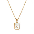 2021 Trend 18K Golden Chain Necklaces Male Square Natural Shell Initial Letters Pendant Stainless Steel Jewelry for Women Gifts