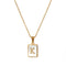 2021 Trend 18K Golden Chain Necklaces Male Square Natural Shell Initial Letters Pendant Stainless Steel Jewelry for Women Gifts