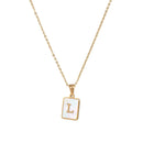 2021 Trend 18K Golden Chain Necklaces Male Square Natural Shell Initial Letters Pendant Stainless Steel Jewelry for Women Gifts