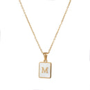 2021 Trend 18K Golden Chain Necklaces Male Square Natural Shell Initial Letters Pendant Stainless Steel Jewelry for Women Gifts