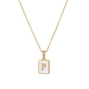 2021 Trend 18K Golden Chain Necklaces Male Square Natural Shell Initial Letters Pendant Stainless Steel Jewelry for Women Gifts