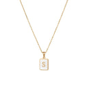 2021 Trend 18K Golden Chain Necklaces Male Square Natural Shell Initial Letters Pendant Stainless Steel Jewelry for Women Gifts