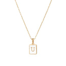 2021 Trend 18K Golden Chain Necklaces Male Square Natural Shell Initial Letters Pendant Stainless Steel Jewelry for Women Gifts