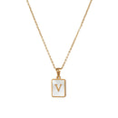 2021 Trend 18K Golden Chain Necklaces Male Square Natural Shell Initial Letters Pendant Stainless Steel Jewelry for Women Gifts