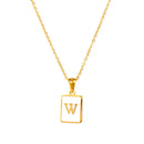 2021 Trend 18K Golden Chain Necklaces Male Square Natural Shell Initial Letters Pendant Stainless Steel Jewelry for Women Gifts