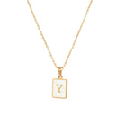 2021 Trend 18K Golden Chain Necklaces Male Square Natural Shell Initial Letters Pendant Stainless Steel Jewelry for Women Gifts