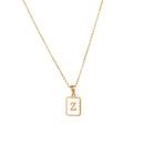 2021 Trend 18K Golden Chain Necklaces Male Square Natural Shell Initial Letters Pendant Stainless Steel Jewelry for Women Gifts
