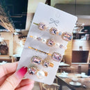 Women Hair Clips Set Jewelry Fashion Green Crystal Hair Accessories Luxury Simulation Pearl Barrette Pin For Girl Gift Ornaments