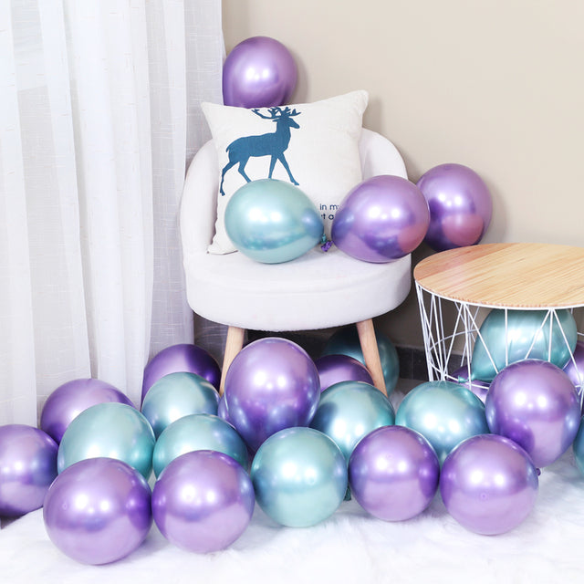 30pcs 12inch Mermaid Multicolor Chrome Latex Balloons Pearly Metal Globos Wedding Baby Birthday Party Decoration Mearmaid Theme
