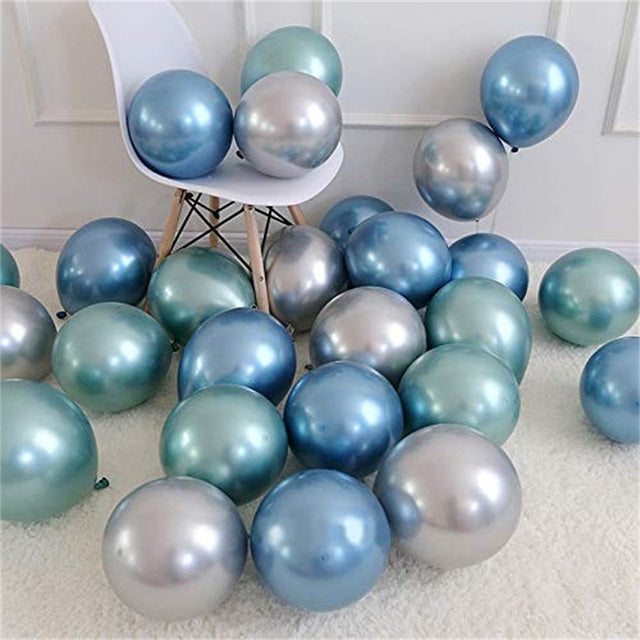 30pcs 12inch Mermaid Multicolor Chrome Latex Balloons Pearly Metal Globos Wedding Baby Birthday Party Decoration Mearmaid Theme