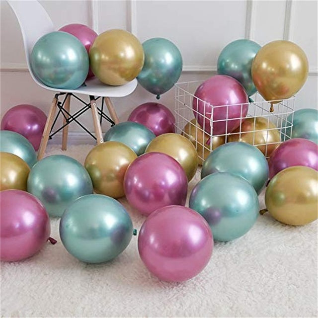 30pcs 12inch Mermaid Multicolor Chrome Latex Balloons Pearly Metal Globos Wedding Baby Birthday Party Decoration Mearmaid Theme