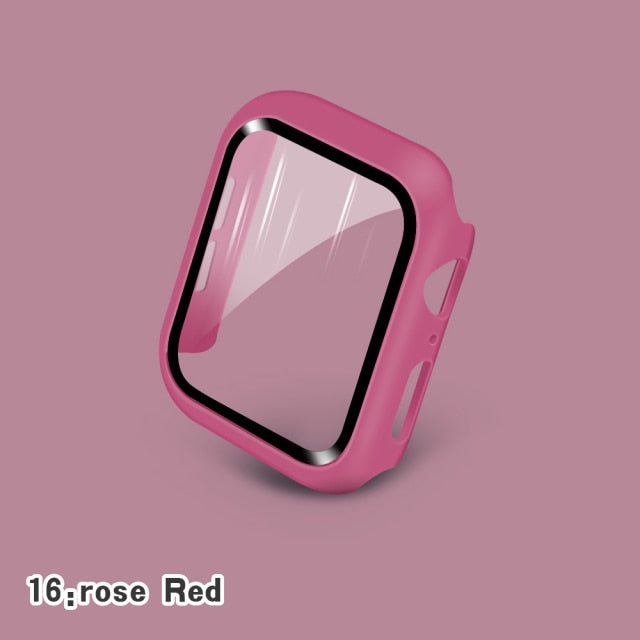 Glass+Cases For Apple Watch Series SE 654321 44mm 40mm Smart iWatch 42mm 38mm 360 Full Bumper Screen Protector+Cover Accessories