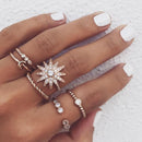Bohemian Geometric Rings Sets Crystal Star Moon Flower Butterfly Constellation Knuckle Finger Ring Set For Women Fashion Jewelry