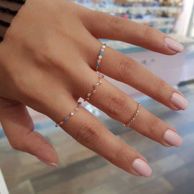 Bohemian Geometric Rings Sets Crystal Star Moon Flower Butterfly Constellation Knuckle Finger Ring Set For Women Fashion Jewelry