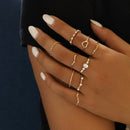 Bohemian Geometric Rings Sets Crystal Star Moon Flower Butterfly Constellation Knuckle Finger Ring Set For Women Fashion Jewelry