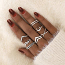 Bohemian Geometric Rings Sets Crystal Star Moon Flower Butterfly Constellation Knuckle Finger Ring Set For Women Fashion Jewelry