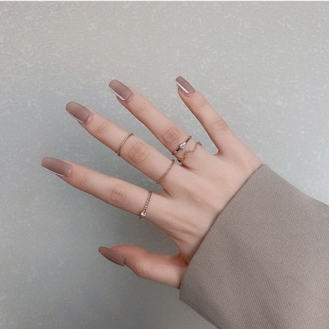 Bohemian Geometric Rings Sets Crystal Star Moon Flower Butterfly Constellation Knuckle Finger Ring Set For Women Fashion Jewelry
