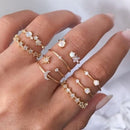 Bohemian Geometric Rings Sets Crystal Star Moon Flower Butterfly Constellation Knuckle Finger Ring Set For Women Fashion Jewelry