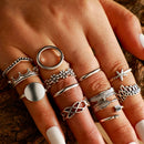 Bohemian Geometric Rings Sets Crystal Star Moon Flower Butterfly Constellation Knuckle Finger Ring Set For Women Fashion Jewelry