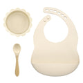 BPA Free Baby Silicone Tableware Waterproof Bib Flexible Saliva Towel Solid Color Sucker Bowl And Spoon For Children