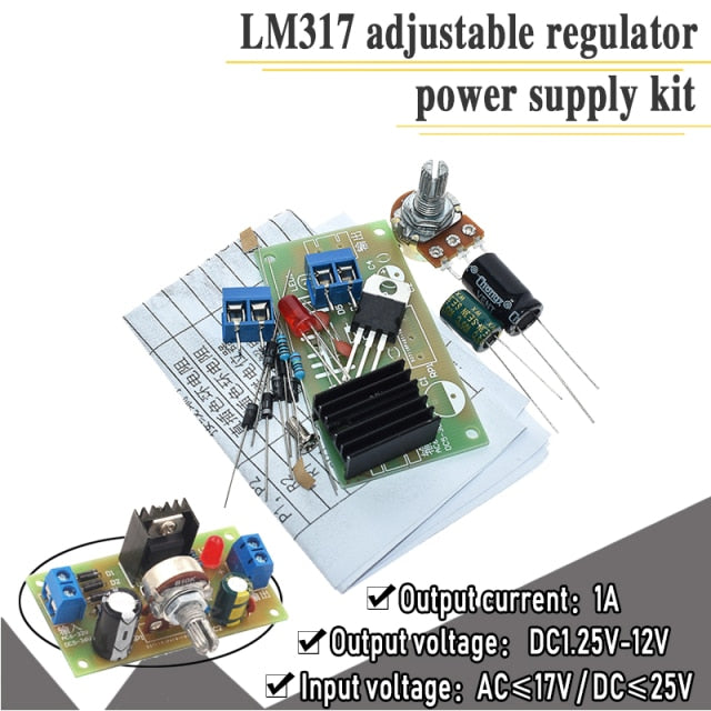 LM317 Adjustable Power Supply Kit Continuous Adjustable DC Power Supply DIY Teaching Training Parts