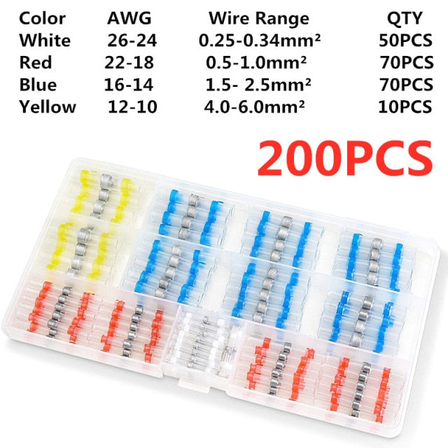 500/50Pcs Heat Shrink Butt Crimp Terminals Waterproof Solder Seal Electrical Connectors Wire Cable Splice Kit Automotive Marine