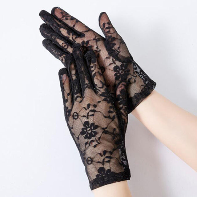 Elegant Women Ultra-Thin Long Summer Driving Cycling Sexy Black Sunscreen Gloves Female Anti-UV Elasticity Lace Mesh Gloves H98