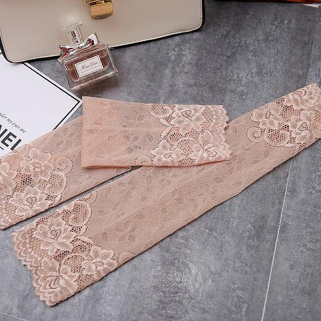 Elegant Women Ultra-Thin Long Summer Driving Cycling Sexy Black Sunscreen Gloves Female Anti-UV Elasticity Lace Mesh Gloves H98