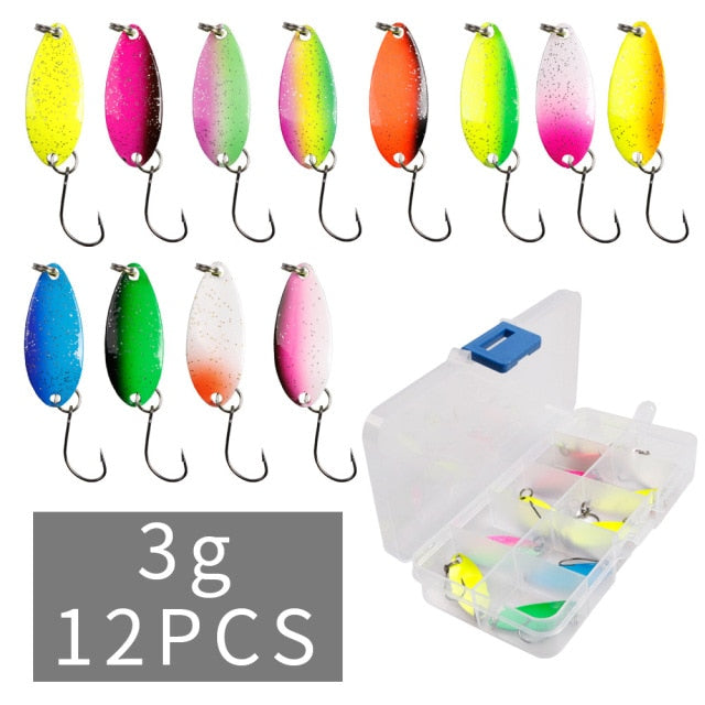 LUSHAZER fishing Metal spinner set 3g-7g Spoon Hard Bait Artificial Bait Metal Fishing Lure Bass sequins spinner for bass carp