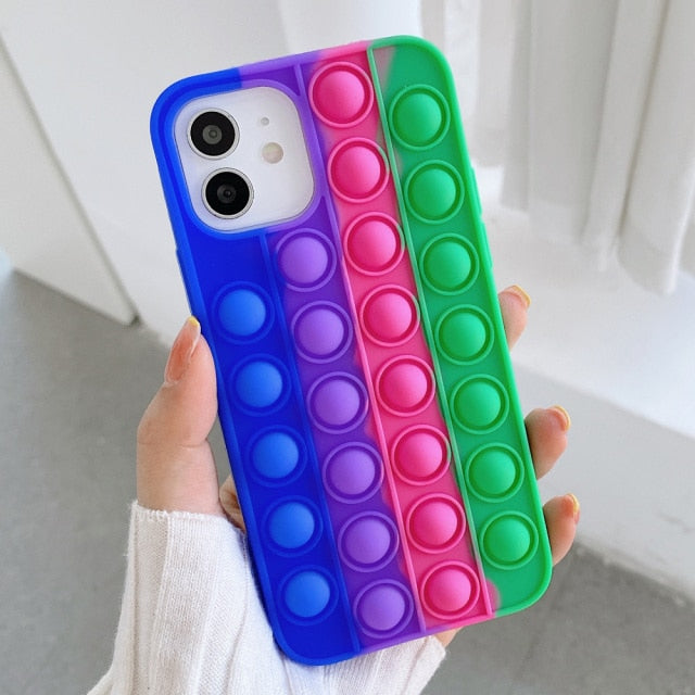 Fashion Rainbow Color Shockproof Silicone Case For iPhone 11 12 Pro Max 7 8 Plus X XR XS Max 4 4S 5 5S Back Cover Reliver Stress