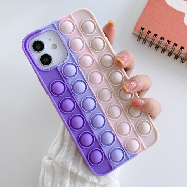 Fashion Rainbow Color Shockproof Silicone Case For iPhone 11 12 Pro Max 7 8 Plus X XR XS Max 4 4S 5 5S Back Cover Reliver Stress