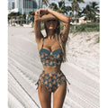 High Waist Bikini Set 2021 mujer Push Up Bandage Bikini Swimwear Women Floral Two Pieces Swimsuit Strappy biquinitraje de baño